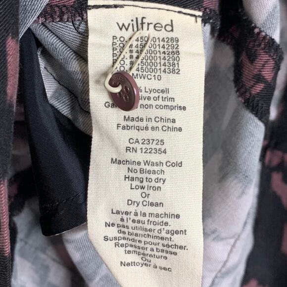 WILFRED Aritzia Drapy Lyoce Dress Pleated Bodycon Printed Black Pink Size 0 NWT - Picture 8 of 14